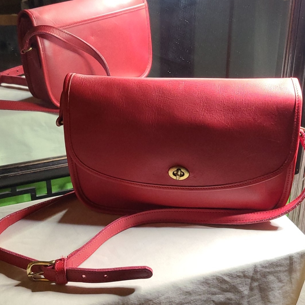 Red leather Coach Bag